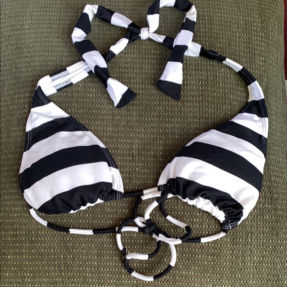 Kirra Black and White Striped Bikini. NWOT